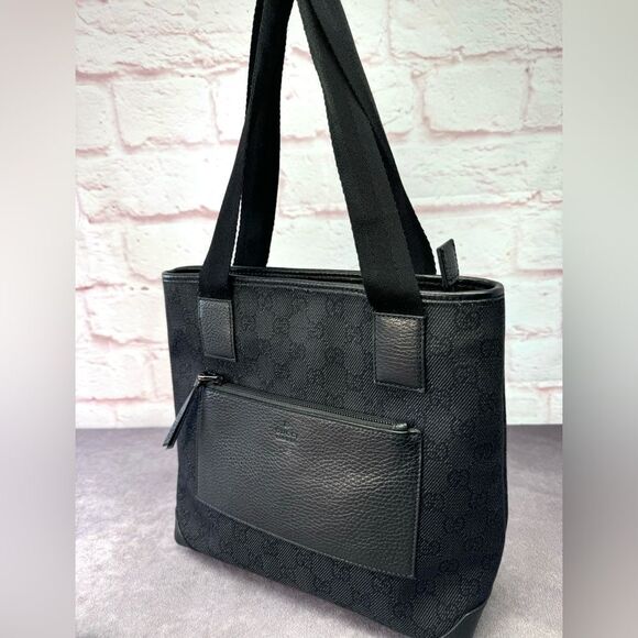 Gucci GG Black Denim Front Pocket Tote - Picture 1 of 14